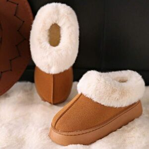 Cozy Tan Slippers with White Fur Lining